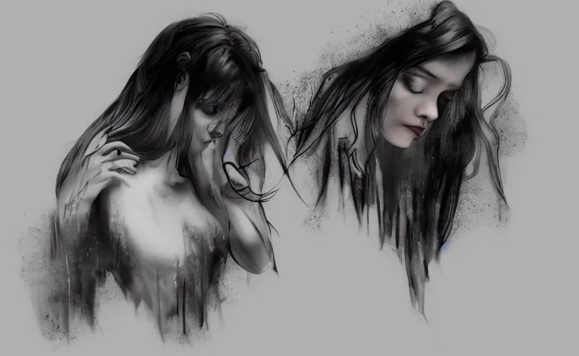 Image similar to depression, trending on cgsociety, modern european ink painting, matte drawing, airbrush art, detailed painting, 8k