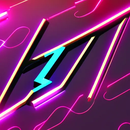 Image similar to a logo of the letter z for a synthwave music producer, digital 3 d, black background, trending on artstation