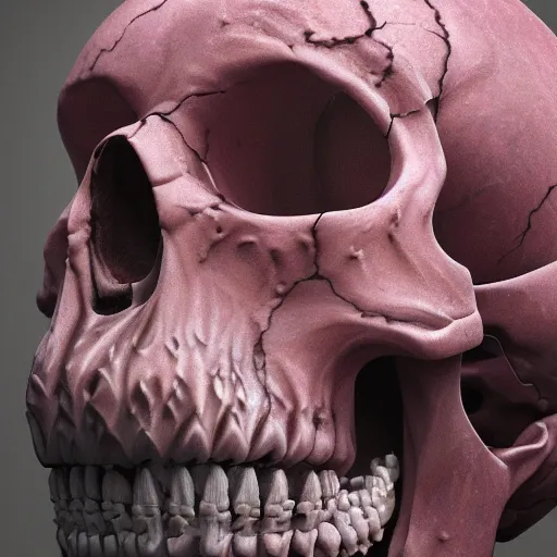 Prompt: hyperrealistic painting of a flower marble skull, octane detailed render, intricate, epic composition, cinematic lighting, statue masterpiece, trending on artstation, masterpiece, stunning, hdr, smooth, sharp focus, high resolution, award, winning photo, dslr