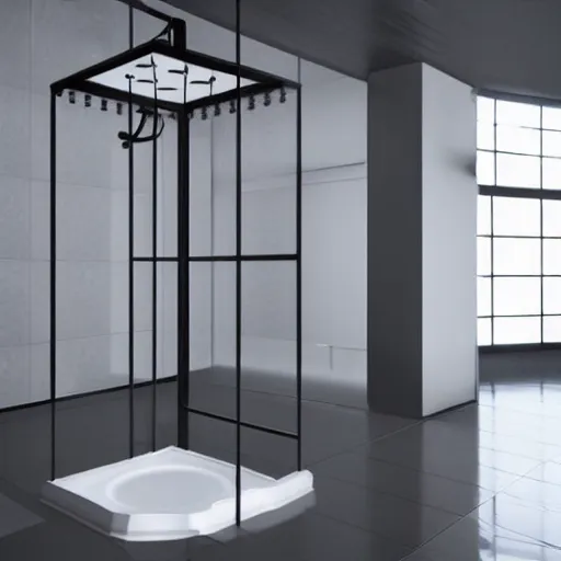 Image similar to still photo of a japanese shower, highly detailed, photorealistic portrait, bright studio setting, studio lighting, crisp quality and light reflections, unreal engine 5 quality render