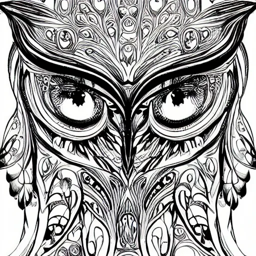 Prompt: Owl head in the style of art nouveau, detailed, hyper-detailed, fractals