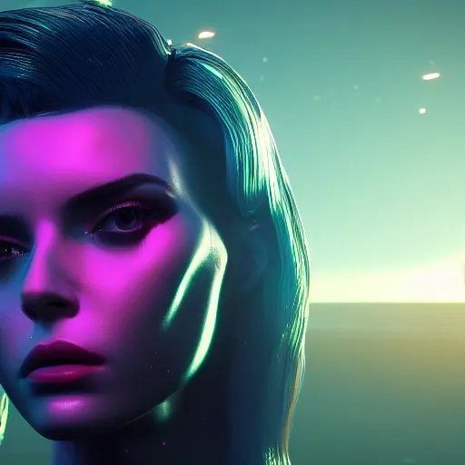 Prompt: synthwave different beauty, detailed face, sharp focus, synthwave art, aesthetic, octane render, raw, cinematic