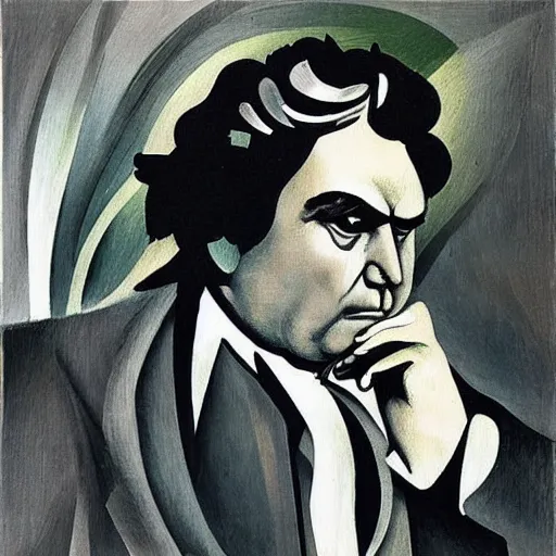 Prompt: “Ludwig Von Beethoven in the style of Georges Braque”