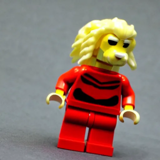 Prompt: a lego character of a anthro albino lion wearing a causal clothes