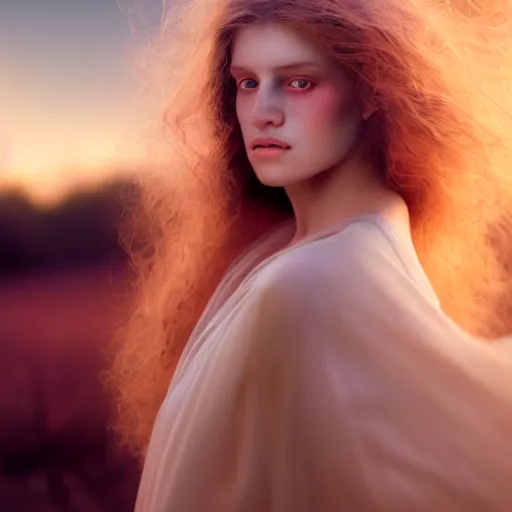 Image similar to photographic portrait of a stunningly beautiful renaissance expressionist female in soft dreamy light at sunset, contemporary fashion shoot, by edward robert hughes, annie leibovitz and steve mccurry, david lazar, jimmy nelsson, breathtaking, 8 k resolution, extremely detailed, beautiful, establishing shot, artistic, hyperrealistic, beautiful face, octane render