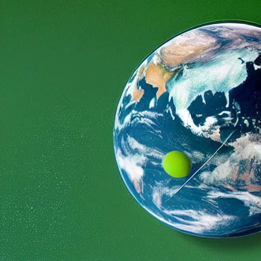 Image similar to the earth being hit with a tennis racquet, high detail