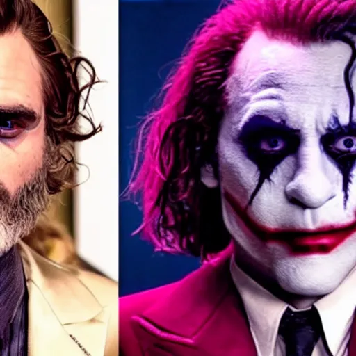 Image similar to ultra realistic candid from joaquin phoenix with lady gaga in new joker movie footage's, intricate details. sharp details