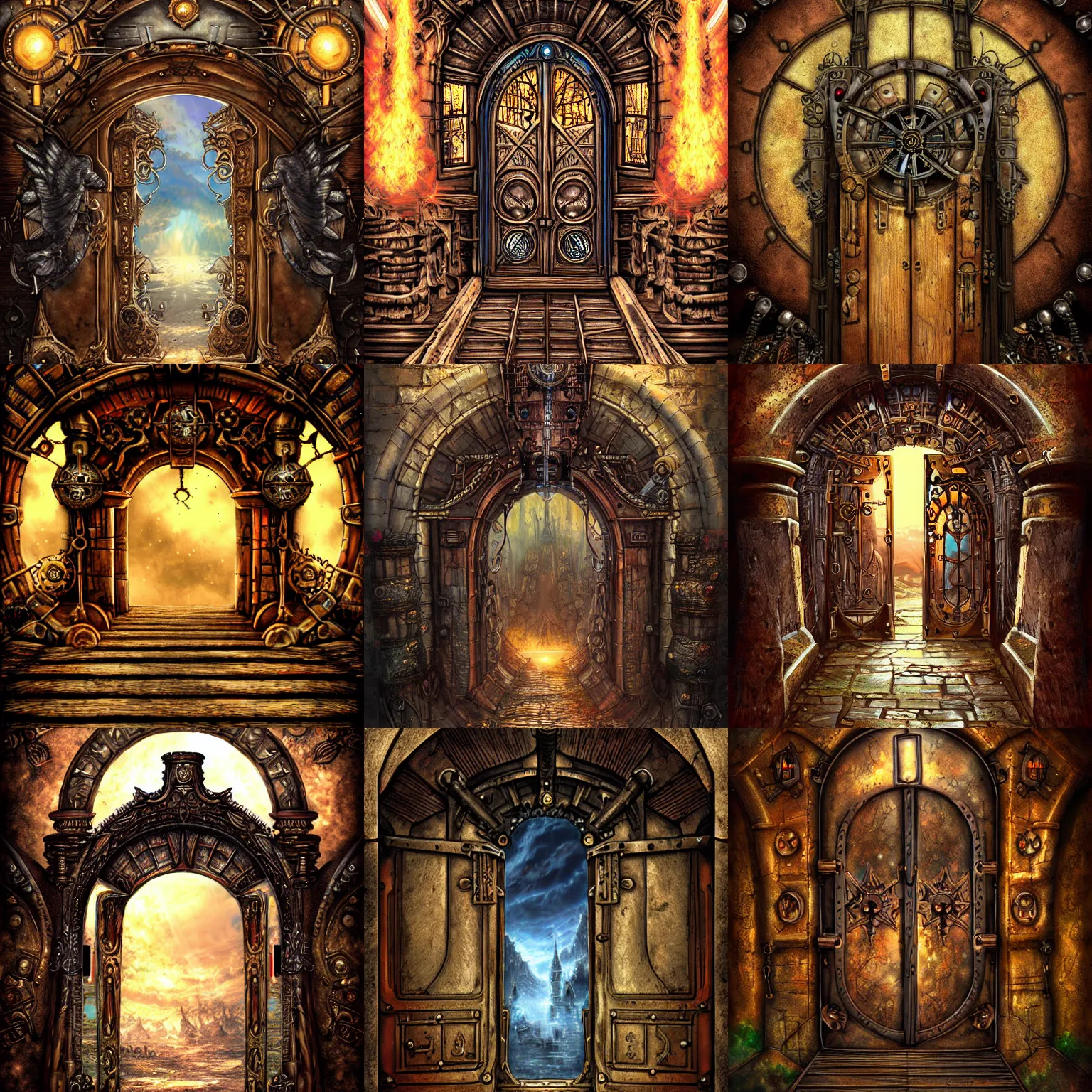 Prompt: The gate to the eternal kingdom of steampunk, fantasy, digital art, HD, detailed.