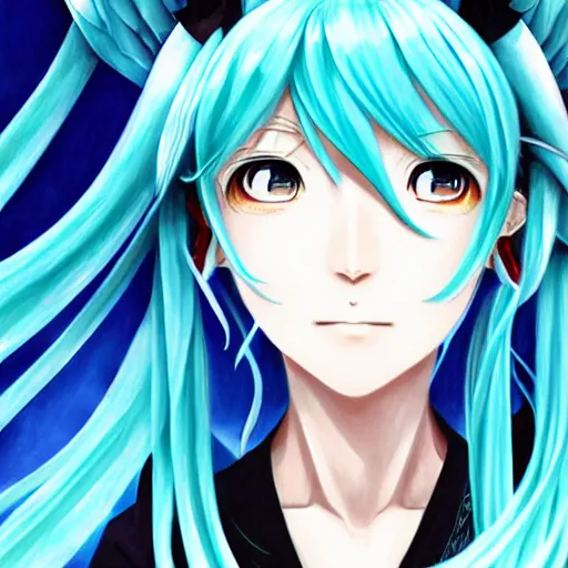 Image similar to beautiful amazing anime portrait painting of hatsune miku. by koyoharu gotouge, kohei horikoshi, tatsuya endo, satoshi kon