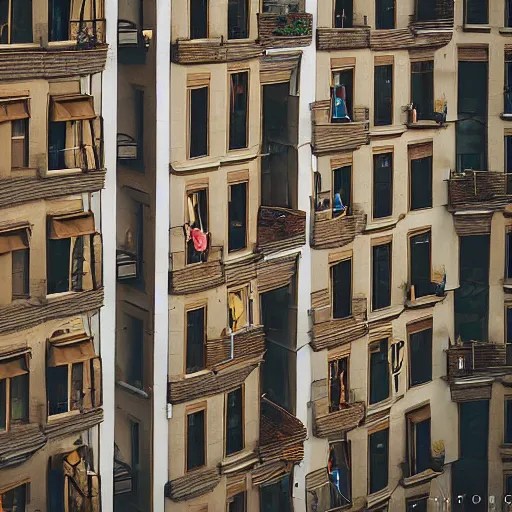 Image similar to some dwarfs are making some backward somersault from a balcony, photography