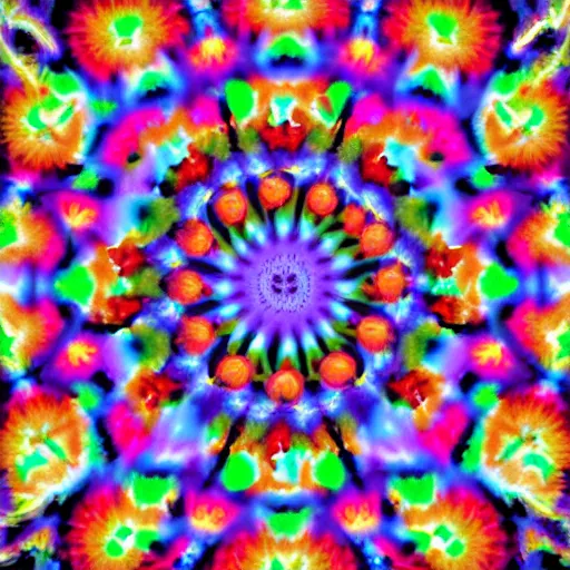 Prompt: colorful 3 d autostereogram illusion puzzle with psychedelic mushrooms dancing among a tie dye desert of peyote