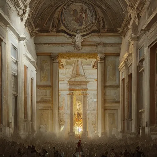 Image similar to Paint Secrets inside the Vatican,Greg rutkowski, Trending artstation, cinematográfica, digital Art