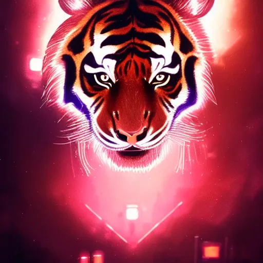 Image similar to a beautfiul award winning commission portrait of an anthro tiger in the neon cyberpunk city at night,wearing a leather jacket,glow effect,detailed face,photorealistic,character design by charles bowater,ross tran,deviantart,artstation,digital art,hyperdetailed,realistoc,western comic style,vfx,dramatic