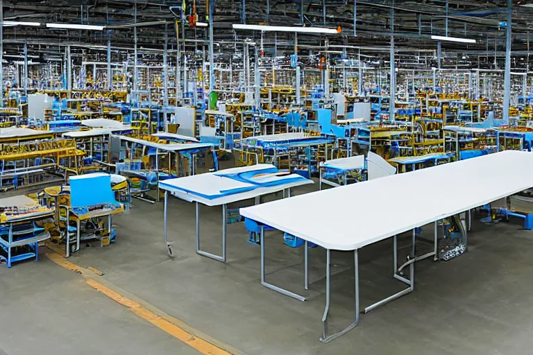 Image similar to a factory in the shape of a giant table