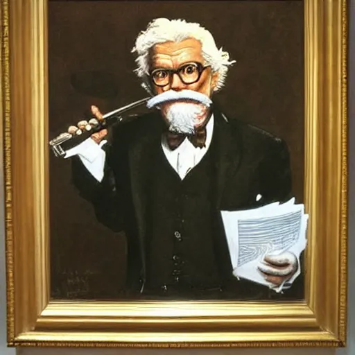 Prompt: “portrait of Colonel Sanders as Uncle Sam, by Norman Rockwell”