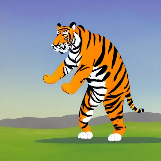 Image similar to A tiger exercising, cartoon, trending on artstation