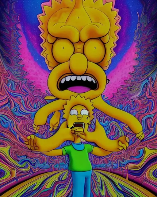 Prompt: portrait ultra dimensional lisa simpson entity, accidentally tripping on dmt and acid, psychedelic experience, overwhelming psychosis of self realization and burning awakening, ultra high definition, unreal engine 5, hyperrealism, masterpiece composition, by casey weldon, barclay shaw 8 k photorealistic