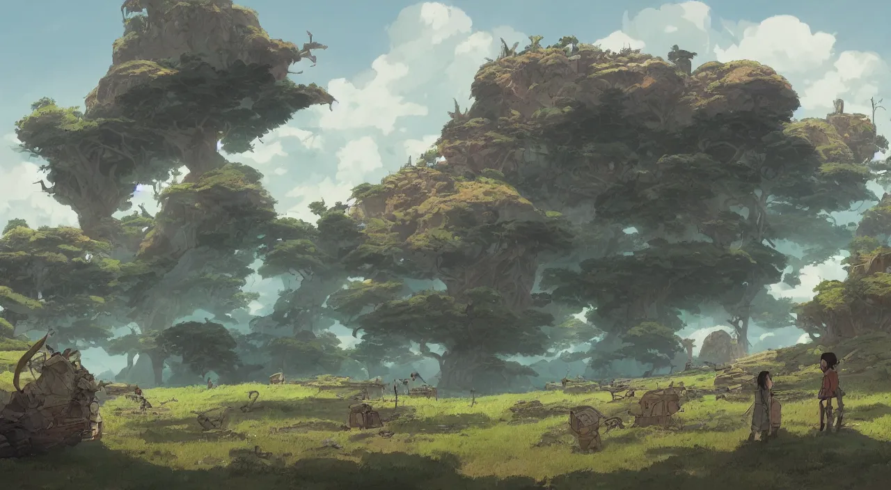 Image similar to a land divided, by studio ghibli and greg rutkowski,