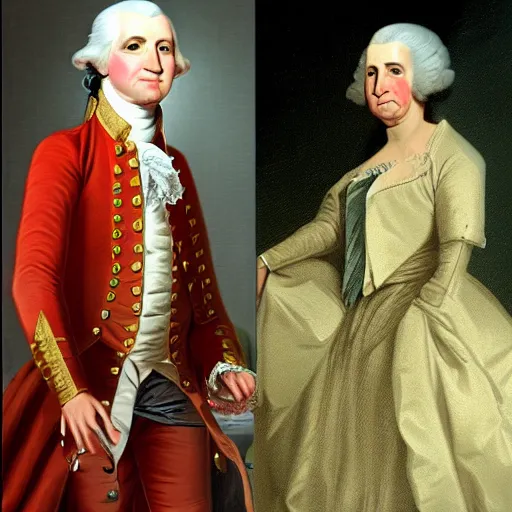 Image similar to George washington in drag walking down the runway seductively