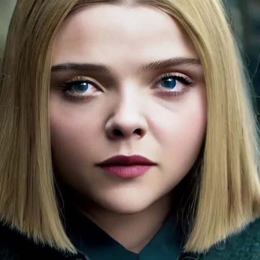 Image similar to Adult Chloe Moretz in Inglorious Basterds, movie scene, XF IQ4, 50mm, F1.4, studio lighting, professional, 8K, Look at all that detail!, Dolby Vision, UHD