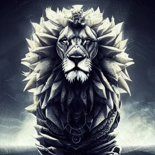 Prompt: lion as dark souls boss by Mike Winkelmann