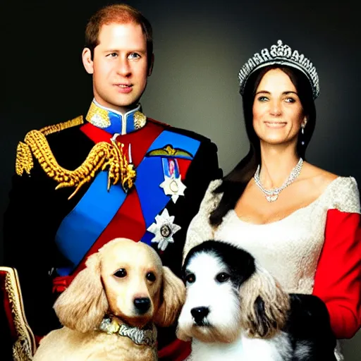 Image similar to royal family with dog faces