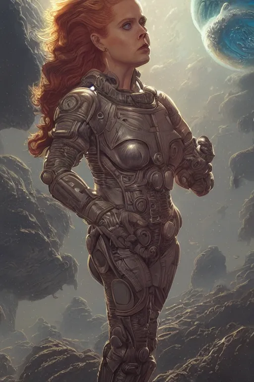 Image similar to alien planet, astronaut Amy Adams as a ruggedly handsome hero, intricate, elegant, highly detailed, centered, digital painting, artstation, concept art, smooth, sharp focus, illustration, art by artgerm and donato giancola and Joseph Christian Leyendecker, WLOP