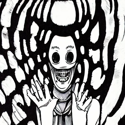 Image similar to manga panel, junji ito, horror, surreal,