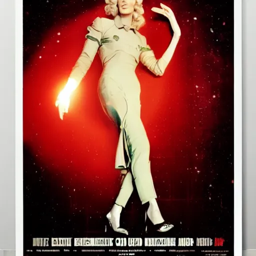 Image similar to cate blanchett, retro, scifi poster,