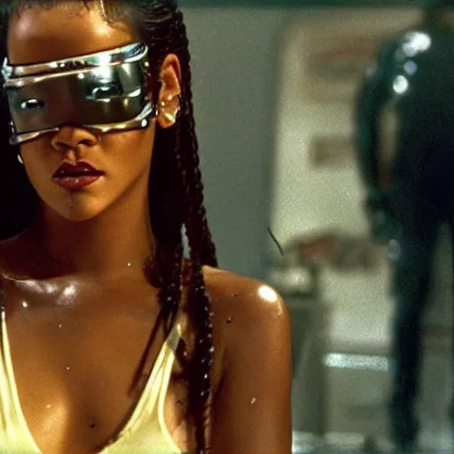 Image similar to rihanna as the t 1 0 0 0 in terminator 2 : judgment day ( 1 9 9 1 ), 8 k wide shot