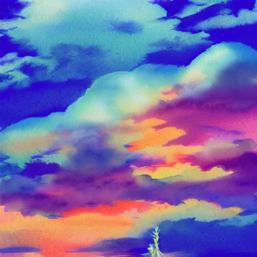 Image similar to Happy sky in Okinawa, watercolor, surreal, high quality, sharp focus, 8k, trending on Artstation, surreal