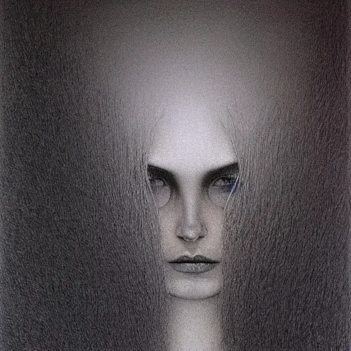 Prompt: grunge drawing of in the back of my mind by - Zdzisław Beksiński, detailed, elegant, intricate