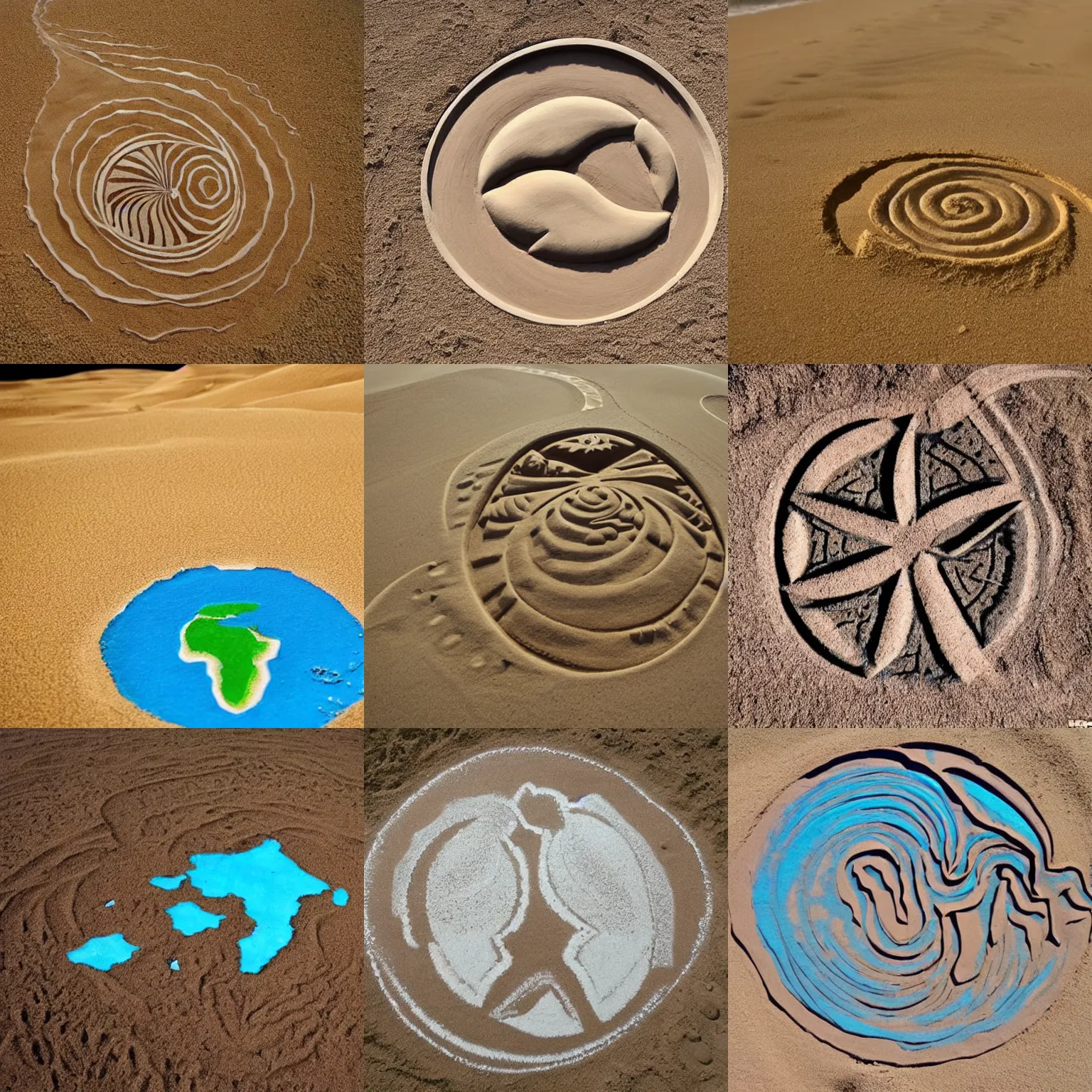 Prompt: the world in sand art