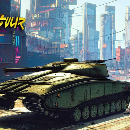 Image similar to maus tank in cyberpunk 2077