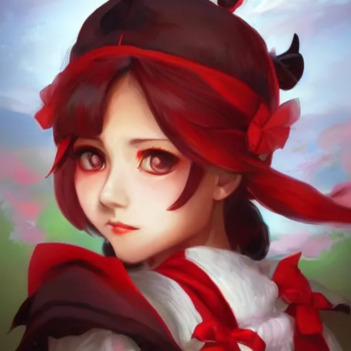 Prompt: portrait of reimu hakurei from touhou, matte painting by ross tran, artstation