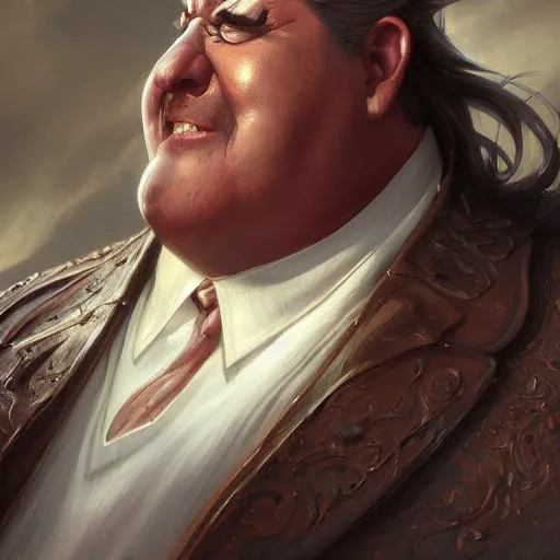 Image similar to close up fat alucard, elegant, highly detailed, glorious, cringe, beautiful, centered, digital painting, artstation, concept art, smooth, sharp focus, illustration, artgerm, tomasz alen kopera, peter mohrbacher, donato giancola, joseph christian leyendecker, wlop, frank frazetta