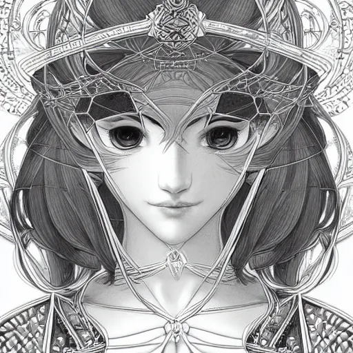 Image similar to ehther the heavenly monarch, beautiful, detailed symmetrical close up portrait, intricate complexity, in the style of artgerm and ilya kuvshinov, cel shaded