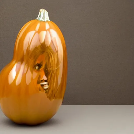 Image similar to gourd with face of amber heard hybrid intercross mix as a gourd