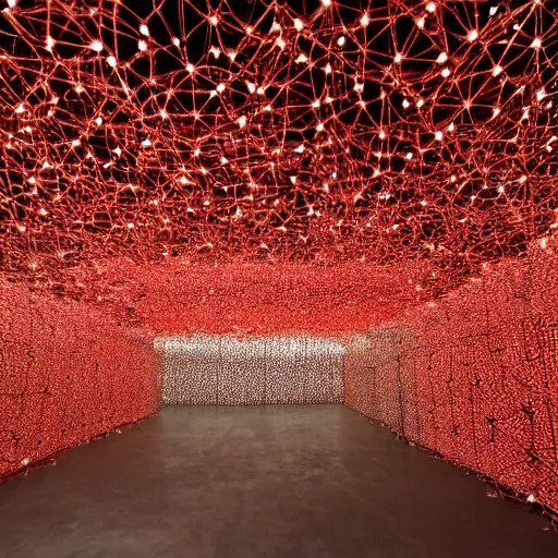 Prompt: fantastical structures by Chiharu Shiota and Yayoi Kusama