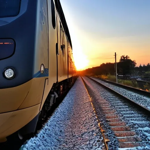 Image similar to ns train driving into the sunset