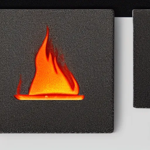 Prompt: an award - winning photograph of minimalistic clean flames warning enamel pin, beautiful cinematic light, behance