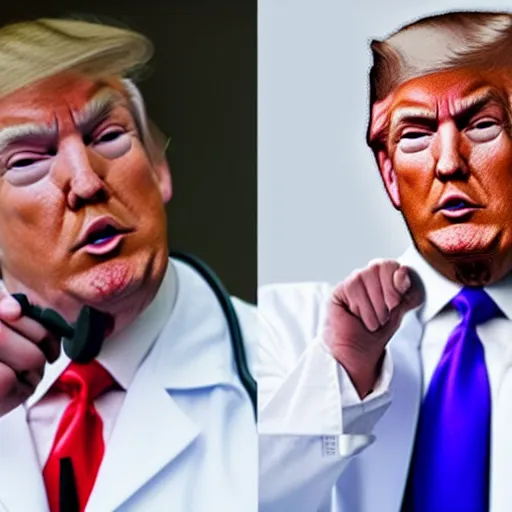 Image similar to trump failing doctors exam, photorealistic,