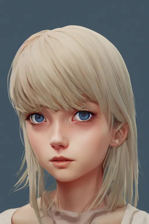 Prompt: complicated dynamic composition, by Loish,ilya kuvshinov,krenz cushart ,Greg Rutkowski, trending on artstation. Zbrush sculpt colored, Octane render in Maya and Houdini VFX,realistic close-up face of cute young blonde girl, deep blue eyes, Amazing textured brush strokes, studio lighting.