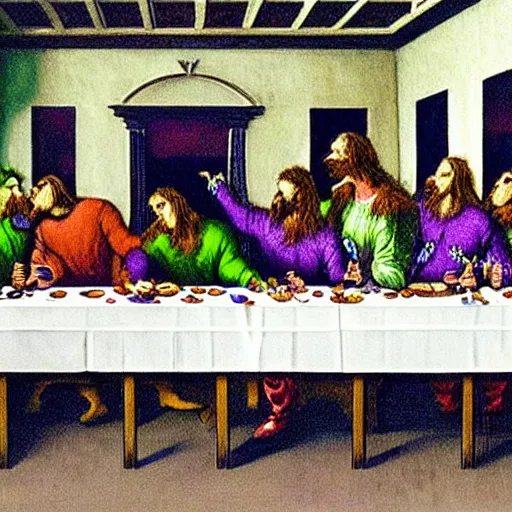 Image similar to the joker at the last supper