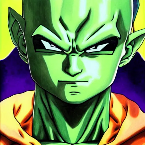 Image similar to ultra realistic portrait painting of piccolo, art by akira toriyama, 4 k, dragon ball artstyle, cel shaded, highly detailed, epic lighting