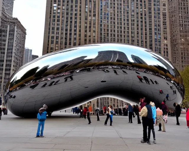 Prompt: the bean in chicago but it's a sausage