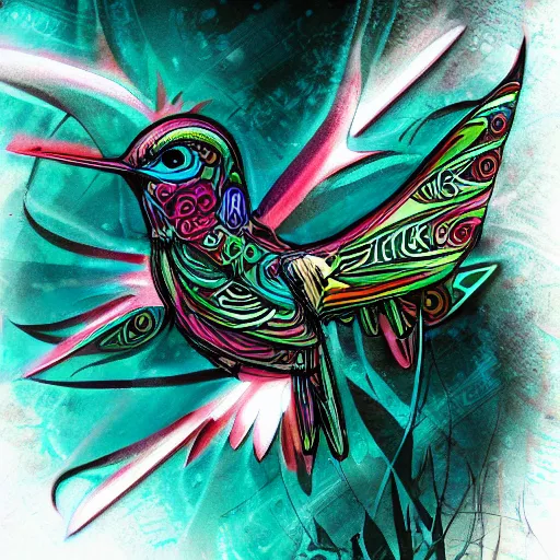 Image similar to cyberpunk hummingbird