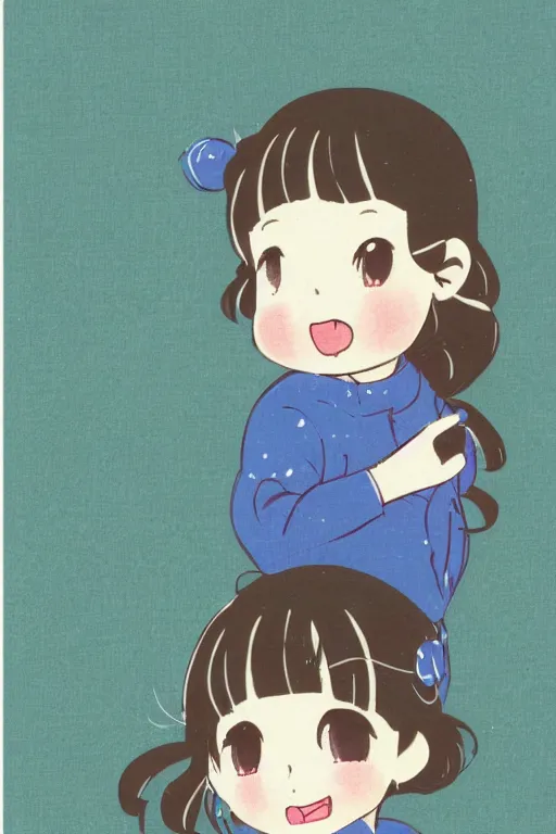 Image similar to portrait of a cute mamoru chiba style illustration of a young girl mamoru chiba style