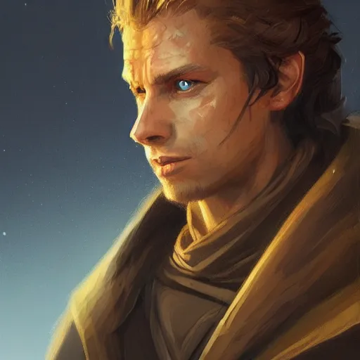 Image similar to portrait of a man by greg rutkowski, young jedi kinght kyp durron from star wars expanded universe, he is about 3 0 years old, highly detailed portrait, digital painting, artstation, concept art, smooth, sharp foccus ilustration, artstation hq