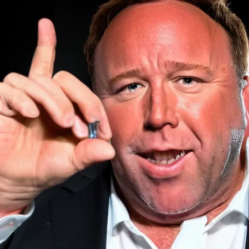 Image similar to alex jones drenched on pasta sauce,